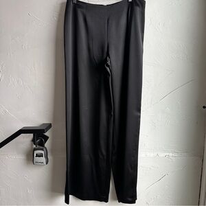Javier Simorra Black Satin Wide Leg Pants Sz 10 Goth Whimsigoth Minimalist Clean